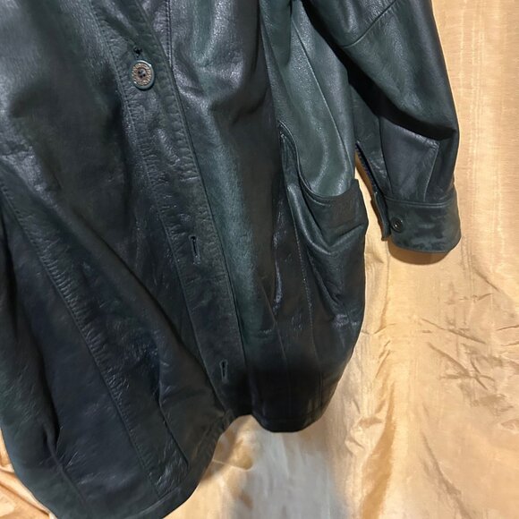 Jacqueline Ferrar Vintage 1980s Hunter green Leather jacket sz M shoulders 20i - Picture 7 of 8